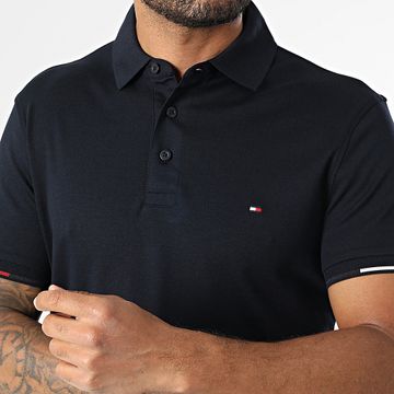 Tommy Hilfiger - Polo manica corta Slim Interlock Flagcuff 9348 blu navy
