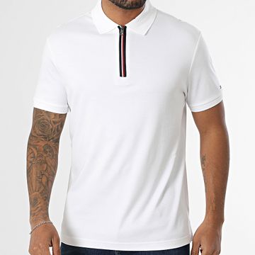 Tommy Hilfiger - Polo manica corta con collo a zip Interlock 9552 Bianco