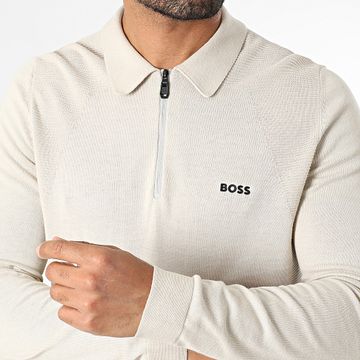 BOSS - Polo Momentum Lite a manica lunga con zip 50520604 Beige