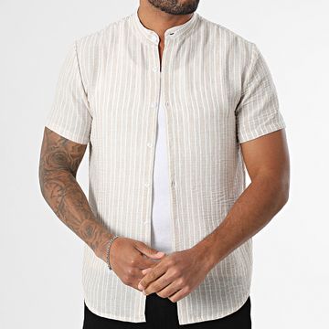 Frilivin - Camicia a maniche corte a righe 078 Beige Bianco