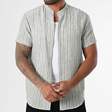 Frilivin - Camicia a maniche corte a righe 078 Verde Bianco
