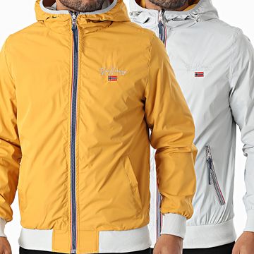 Geographical Norway - Giacca reversibile con cappuccio e zip Grigio chiaro Giallo senape