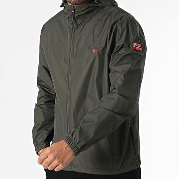 Geographical Norway - Giacca a vento con cappuccio e zip 610 Verde cachi scuro