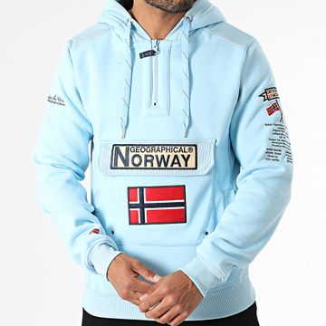Geographical Norway - 497 Felpa azzurra con cappuccio e collo a zip