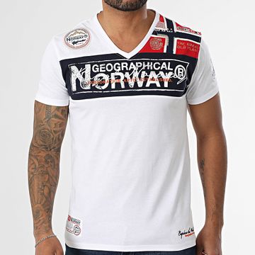 Geographical Norway - Maglietta con scollo a V 100 Bianco