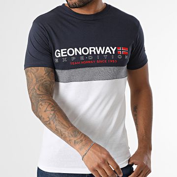 Geographical Norway - Jdouble Tee Shirt Bianco Blu Navy