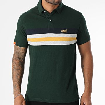 Superdry - Polo manica corta maglia leggera a righe M1110424A verde scuro