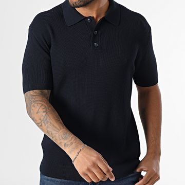 Classic Series - 572 Polo a manica corta a costine, color blu navy