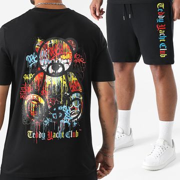 Teddy Yacht Club - Set di maglietta e pantaloncini da jogging neri Art Series Dripping