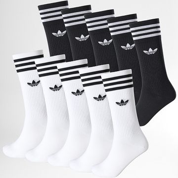 Adidas Originals - Confezione da 10 paia di calzini a 3 strisce JY0231 bianco nero