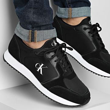 Calvin Klein - Retro Runner Sock Low Lace Up 1326 Nero Scarpe da ginnastica bianche brillanti