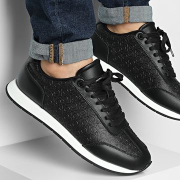 Calvin Klein - Low Prof Runn Laceup Mono 1896 Ck Black Bright White All Over Sneakers