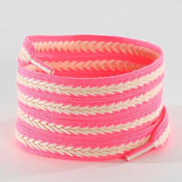 Classic Series - Lacci intrecciati Beige Rosa Fluo