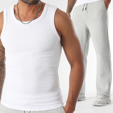 LBO - Set canotta e pantaloni da jogging 3417 3628 bianco grigio erica