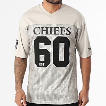 New Era - Maglia NFL gessata Kansas City Chiefs 60667924 Maglia beige con scollo a V