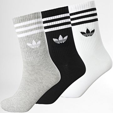 Adidas Originals - 3 paia di calzini a 3 strisce JV7403 bianco grigio erica nero