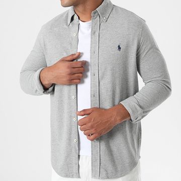Polo Ralph Lauren - Camicia Oxford a maniche lunghe grigio erica