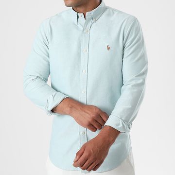 Polo Ralph Lauren - Camicia Oxford slim fit a maniche lunghe verde chiaro