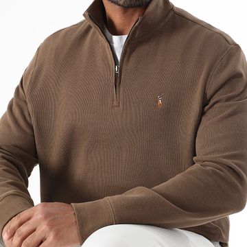 Polo Ralph Lauren - Classics - Felpa marrone con collo a zip stand-up
