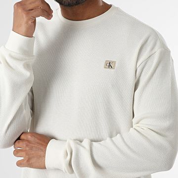 Calvin Klein - M217 Maglietta a maniche lunghe testurizzata ecrù