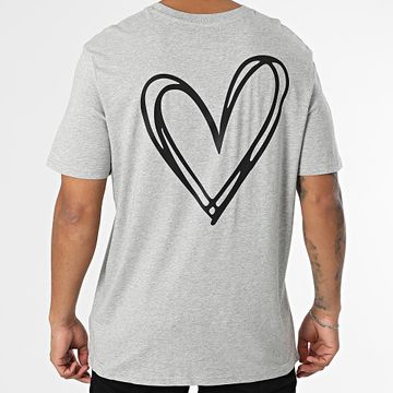 Luxury Lovers - Tee Shirt Oversize Large Heart Outline Doble Screziato Grigio Nero