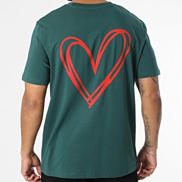 Luxury Lovers - Tee Shirt Oversize Large Heart Outline Doble Green Bottle Red