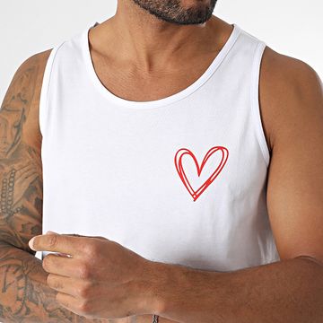 Luxury Lovers - Canotta Heart Outline Bianco Rosso