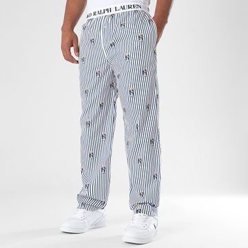 Polo Ralph Lauren - Pantaloni da jogging a righe Polo Bear Bianco Blu Navy