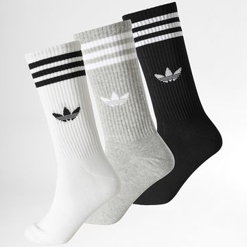 Adidas Originals - 3 paia di calzini alti a 3 strisce JV7418 bianco grigio erica nero