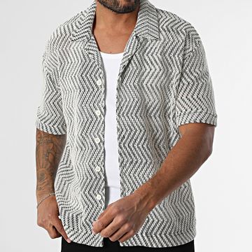 ADJ - Camicia traforata a maniche corte 503 Beige chiaro Nero