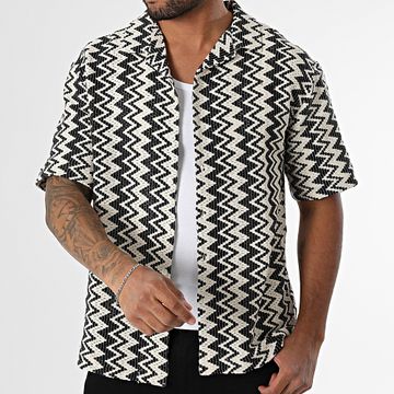 Classic Series - Camicia traforata a maniche corte 011 Beige chiaro Nero