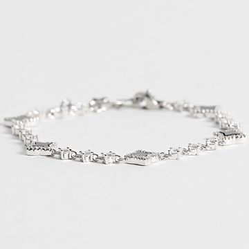 Make It Shine - Bracciale tennis con fiori di strass argento nero