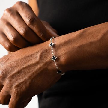 Make It Shine - Bracciale d'argento a fiori nero