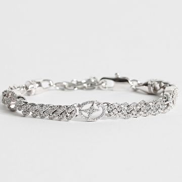 Make It Shine - Bracciale Cuban Link Signature Strass in argento ghiacciato