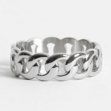 Make It Shine - Anello a maglie cubane in argento