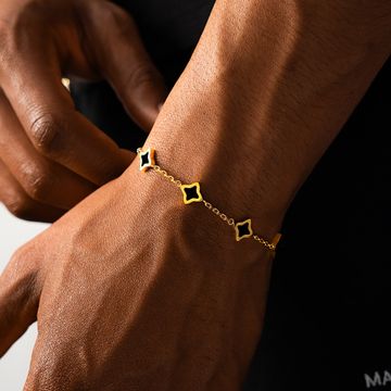 Make It Shine - Bracciale a cavi floreali oro nero