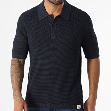 Calvin Klein - Polo a maniche corte in maglia 306G blu navy