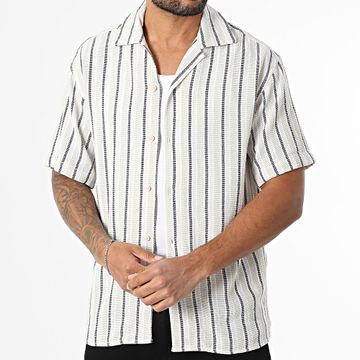 Jack And Jones - Camicia a maniche corte Coba Stripe Resort Beige Verde chiaro