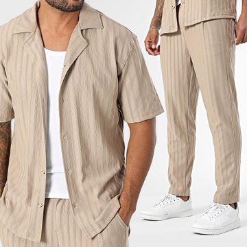 Mackten - Camicia a maniche corte e pantaloni a righe 139 Beige