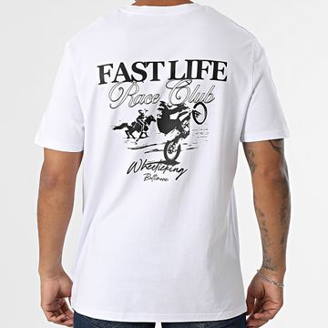 Luxury Lovers - Maglietta oversize Fast Life Race Club Nero Bianco