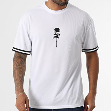 Luxury Lovers - Maglietta da baseball Large White Black Roses