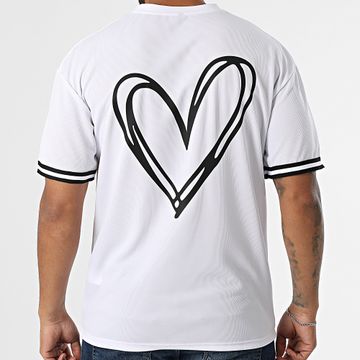 Luxury Lovers - Maglietta da baseball cuore grande bianco nero