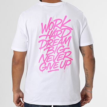 Super Prodige - Tee Shirt Oversize Large Mindset Bianco Rosa Fluo