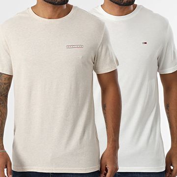 Tommy Hilfiger - Set di 2 camicie slim miste 1344 bianco beige screziato