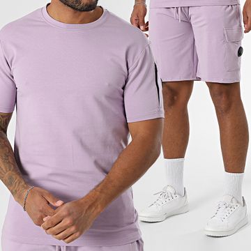 Black Industry - Set di maglietta oversize e pantaloncini da jogging lilla