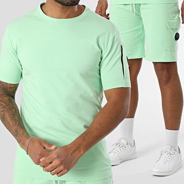 Black Industry - Set composto da t-shirt oversize e pantaloncini da jogging verde chiaro