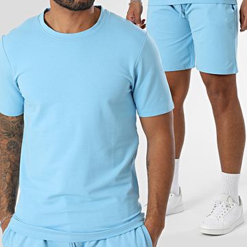 Black Industry - Set composto da maglietta oversize e pantaloncini da jogging blu chiaro