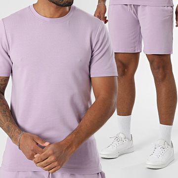 Black Industry - Set di maglietta oversize e pantaloncini da jogging lilla