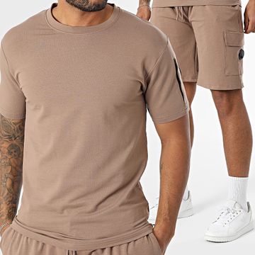 Black Industry - Set di maglietta oversize e pantaloncini da jogging marroni