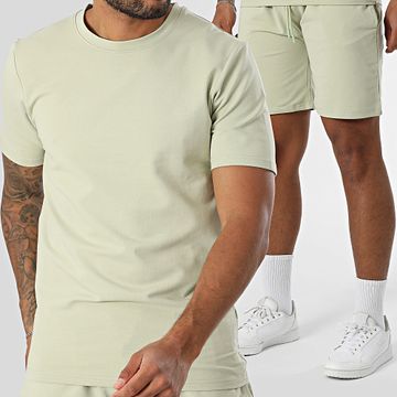 Black Industry - Maglietta oversize e set di pantaloncini da jogging verde cachi chiaro